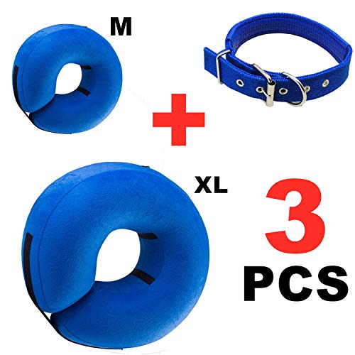 Dog Cone Collar, 3 Pack Adjustable and Inflatable Protective Collar for Dogs and Cats - Soft Dog and Cat Recovery Cone Collar Anti-Bite Lick Wound Healing, Does Not Block Vision and Easy for Dogs