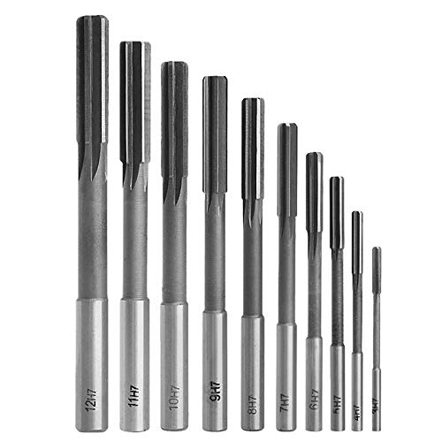 POWERTOOL HSS Reamer, Straight Shank Hand Reamers 9Pcs (2-10mm) H7 Durable HSS Reamer Set