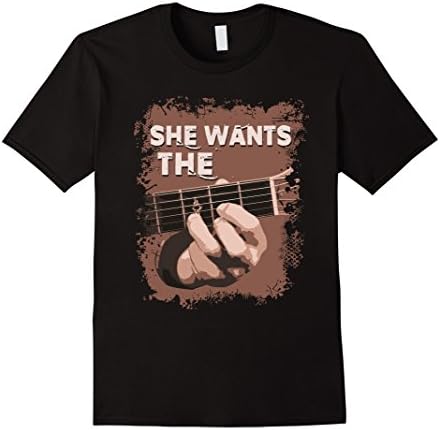 Men's She Wants The D Chord Guitar T-shirt  Large Black
