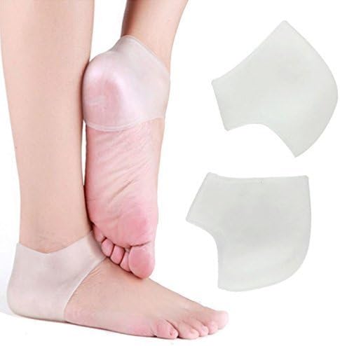 Lunarey 2 Pair Heel Socks Silicone Gel Softening Heel Sleeves Gel Socks for Cracked Feet Cushion, Plantar Fasciitis, Foot Spurs, Pads, Cracked Heel Protection Cushion Shock Support (2 Pack)