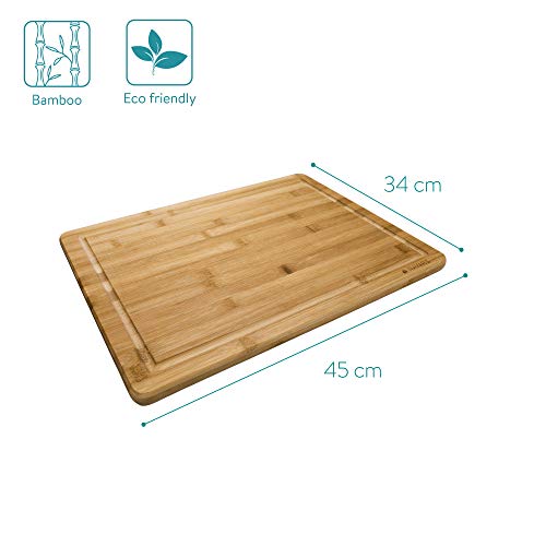 Navaris bamboe snijplank met sapgleuf - Houten keukenplank - Duurzaam en praktisch werkblad - 45 x 34 x 1,8 cm - Image 5