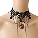 iWenSheng Halloween Costumes Jewelry for Women - Steam-Punk Black Lace Choker Necklace Gothic Jewelry Accessories, Vampire Choker Necklace Costume for Teen Girls (2#)