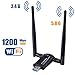 Wireless USB WiFi Adapter 1200Mbps, USB 3.0 Wireless Network WiFi Dongle High Gain with 2 X 5dBi Antennas for PC/Desktop/Laptop/Mac, Supports Windows 10/8/8.1/7 (1)