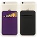 2Pack Cell Phone Card Holder[Double Secure with Pocket for ID/Credit Cards] for Back of Phone,Stick On Card Wallet Sticker Stretchy Lycra Fabric for iPhone,Android and All Smartphones-Purple,Black