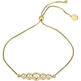 Vanbelle 18K Gold Plated Jewelry - Beaded Adjustable Bolo Bracelets with Cubic Zirconia Stones for Women
