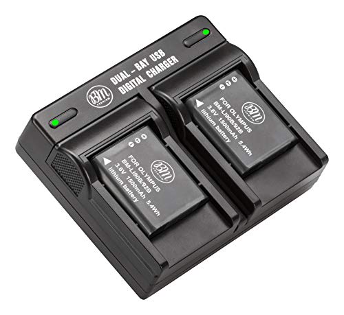 BM Premium Pack of 2 LI-90B, LI-92B Batteries and USB Dual Battery Charger for Olympus Tough TG-5, TG-Tracker, Tough SH-1, SH-2, SP100 IHS, Tough TG-1 iHS, TG-2 iHS, TG-3, TG-4, SH-50, SH-60, XZ-2 his