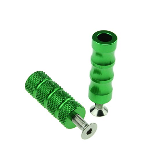 FXCNC Racing 1 pair 6mm CNC Aluminum Motorcycle Small Spare Gear Shift Brake Lever Peg Pedal Cover Head Green Rearsets Footrests Fusion Male-Mount - Thumbnail 6