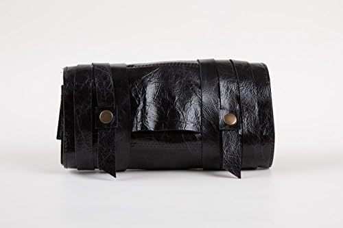 Rustic Black Leather Handmade Pipe Pouch / Pipe Rollup Bag