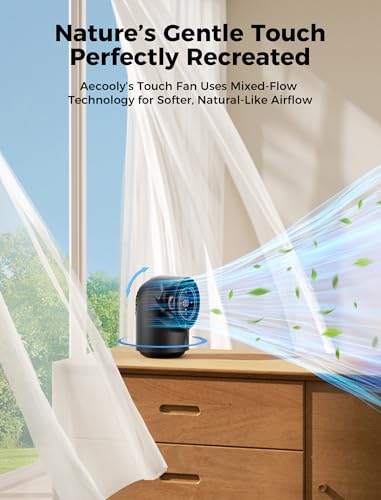 Aecooly Touch Control Desk Fan, 100 Speeds Quiet Digital Display 8000mAh Battery Powered Small Table Fan with 3 Oscillation Angles for Bedroom, Bedside, Office, Travel -Black