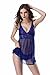 Barelove Women's lace Chemise Babydoll Nightgown Lingerie with Underwire(XL,Bule) Blue