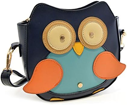 Labara New Fashion Women Leather Handbag Cartoon Bag Girl Lovely Owl Fox Shoulder Bagshit Color Mini Handbag Shoulder Diagonal Package Owl Bag (dark blue)