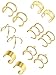 Hestya 6 Pairs Stainless Steel Ear Clips Non Piercing Earrings Hoop Ear Cuffs Cartilage Ear Clips Set for Men Women, 6 Various Styles (Gold)