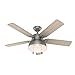 Hunter Fan Company, 59308, 52 inch Mill Valley Matte Silver Indoor / Outdoor Ceiling Fan with LED Light Kit and Pull Chain