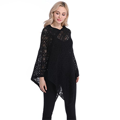 Leoparts Women Soft Knitted Pullover V Neck Batwing Poncho Cape Spring Sweater Cloak Shawl
