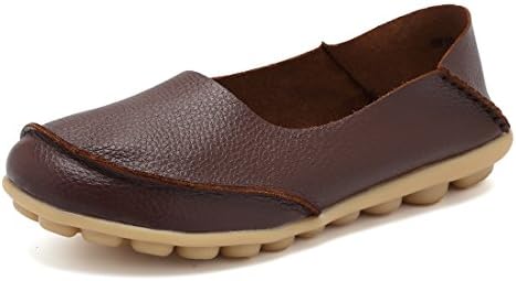 KISFLY Flat Sandals Slip-on Shoes Size 8.5 Round Toe Breathable Summer Driving Loafers for Women Coffee