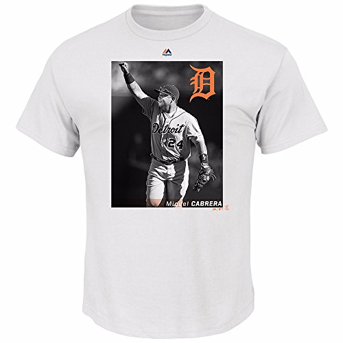 Majestic Miguel Cabrera Detroit Tigers MLB Men's White Photo Graphic T-Shirt (2XL)