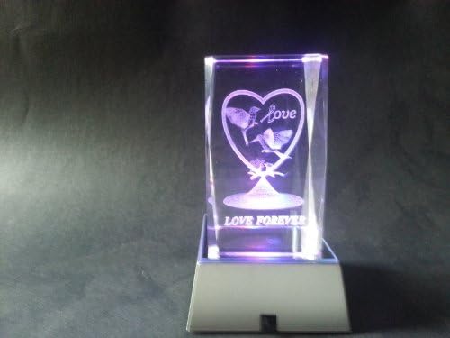 I Love You Forever Laser Etched 3D Crystals. Size: 2"x2"x3"