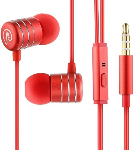 In-Ear Earbud Stereo Headset, Noise-isolating Wired Earphones with Microphone for Phone PC MP3 by HoldSound (Red)