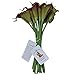 Luyue 20 Pcs Fake Calla Lily Artificial Flowers Bridal Wedding Bouquet Latex Real Touch Flower Home Kitchen Office Decor-Brown