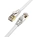 Tera Grand - 100FT - CAT7 10 Gigabit Ethernet Ultra Flat Patch Cable for Modem Router LAN Network, Gold Plated Shielded RJ45 Connectors, Faster Than CAT6a CAT6 CAT5e, White