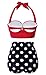 CHERRY CAT Vintage Polka Dot High Waisted Swimsuits Bikini Set (Red&Black,L)