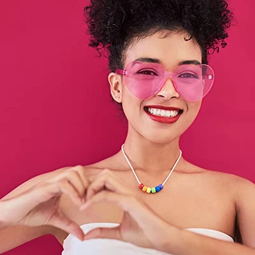 KOWVOWZ Heart Shaped Sunglasses for Women, Transparent Candy Rimless Sunglasses, Fashion Heart Shaped Glasses for Party Favor (10Pcs)
