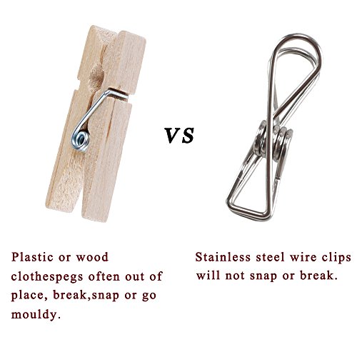 ManYee 60 Pack 2 Inch Multi-purpose Stainless Steel Clothes Pins Wire Clips Metal Clothesline Utility Clips Hooks Clothespins Fasteners for Laundry Indoor&Outdoor Clothes Drying - Thumbnail 3