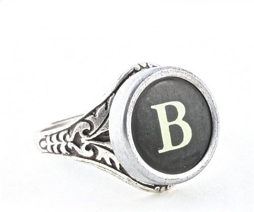 Authentic Typewriter Key Ring - Initial B in Black