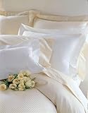 FRETTE Rigato Ara Collection White Striped Queen Flat Sheet, 310 Thread Count, Made in Italy!