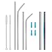 Portable Stainless Steel Reusable Cocktail Drinking Straws with 2 Cleaner Brush Se(gold).