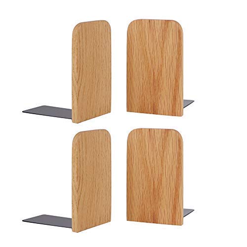Muso Wood Bookends,5.1"x3.2",Set of 2 (Oak-2 Pairs) - Thumbnail 3