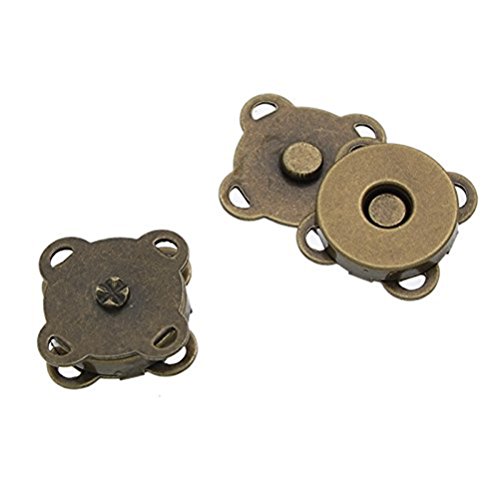 Tinksky 10 Sets of 15mm Sew In Magnetic Bag Clasps for Sewing Craft Clothing Bag Scrapbooking (Bronze)