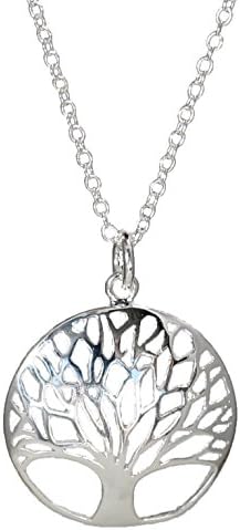 Silver Plated Celtic Tree of Life Fashion Jewelry, 18' Chain Bundled with Cleaning Cloth by EG.