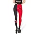 Ensasa Black Red Poker Digital Print Fashion Spandex Strechy Legging, Black Red Small