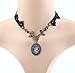 Yazilind Lolita Goth Bow Floral Black Lace Handmade Necklace 17in