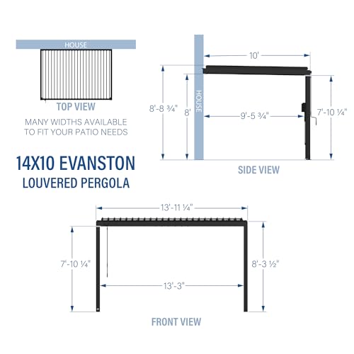 Backyard Discovery Evanston 14'x10' Galvanized Steel Wall-Mounted Louvered Pergola Kit with Adjustable Roof, Shade, Rain Protection, High-Wind Rating, PowerPort, Gutter System for Outdoor Patio, Deck image 20