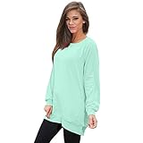 Orangeskycn Loose Women Long Sleeve Tunic Top Ladies Pullover Blouse Shirt (XL, Mint Green)
