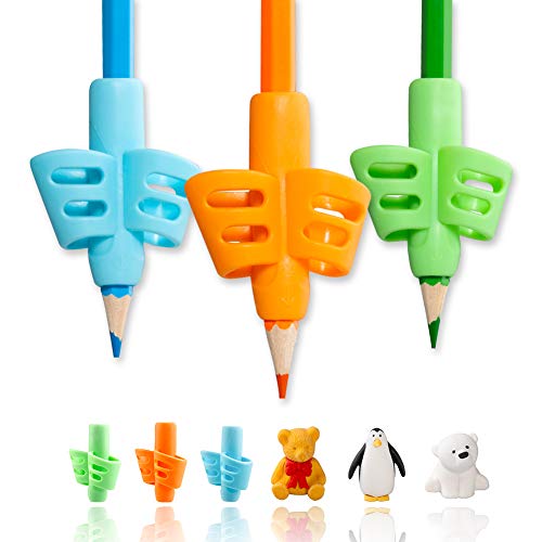 Pencil Grips-Handwriting Pencil Aid Grip for Kids, Soft Silicone Ergonomic Posture Correction Grip for Pencil ,Teach Writing Tool for Preschoolers Adults or Special Needs Lefties or Righties (6pcs)