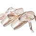 MICHEALWU Girls Dance Shoe Professional Level Pink Satin Ballet Pointe Shoes with Ribbon and Toe Pads (US7 (Inner length = 9.44 inch))