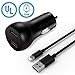 Car Charger,Quick Charge 3.0 Dual USB Ports 30 W UL Certified Fast Car Charger Adapter with iOS Cable Compatible with iPhone Xs Max/XS/XR/X/8/8 Plus/7/7 Plus/6/6 Plus/5S and More