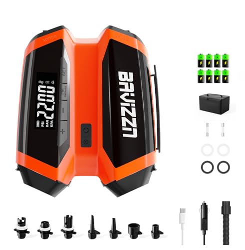 BAVIZZN Electric Sup Pump Battery 22 PSI Paddle Board Pump 12 V DC Type C Connection Inflator & Deflator 76.96 WH for Paddle Board, Boat, Kayaks, Water Sports