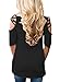 HOTAPEI Women's V Neck Shirts Casual Loose Hollow Out Shoulder Tops and Blouses Black Medium