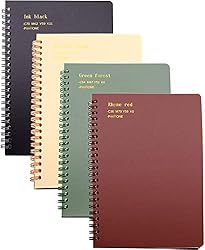 Yansanido Spiral Notebook, 4 Pcs A5 Thick Plastic