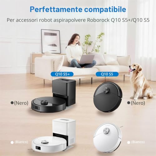 Q10 S5 Accessories Set for Roborock Q10 S5 / Q10 S5+ Robot Vacuum Cleaner: 1 Main Brush, 4 Cleaning Cloths, 4 HEPA Filters, 4 Side Brushes, 2 Cleaning Tools