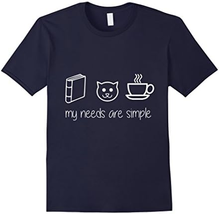 Mens My Needs Are Simple Book Cat Coffee - Special T Shirt 3XL Navy
