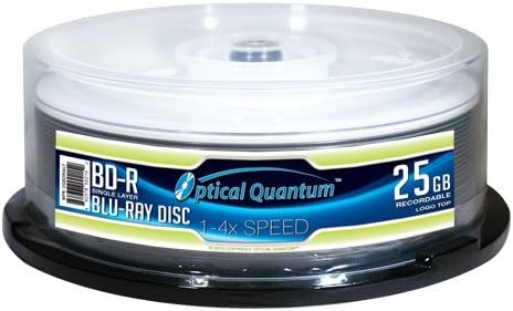 Optical Quantum OQBDR04LT 4X 25 GB BD-R Single Layer Blu-Ray Recordable Logo Top 25-Disc Spindle