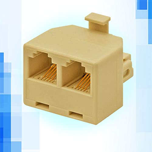 RocketBus RJ11 Plug 1 to 2 Dual Phone Line Splitter Wall Jack Split into Two Modular Converter Adapter for Office Home ADSL DSL Fax Model Cordless Phone System