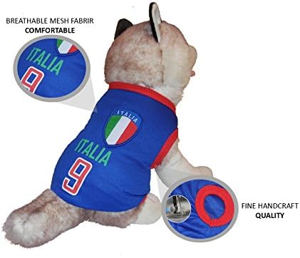 JerzeHero Dog Soccer Jersey ✓ All National Teams ✓ Hand Crafted Superior Quality ✓ 100% Polyester Breathable Fabric Comfort Technology ✓ All Dog Sizes XL L M S XS (Italy, XS)