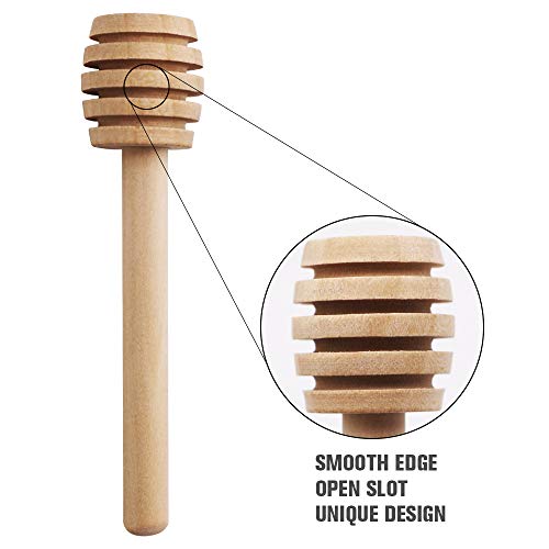 Mini Wooden Honey Dipper Sticks 3 Inch CCCSEE, Individually Wrapped, Honey Jar Dispense Drizzle Honey Wedding Party (25)