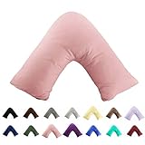 TAOSON 100% Cotton 300 Thread Count Soild Envelope Style V Shaped/Tri/Boomerang Standard Pillow Case Cushion Cover Only Cover No Insert (Pink)